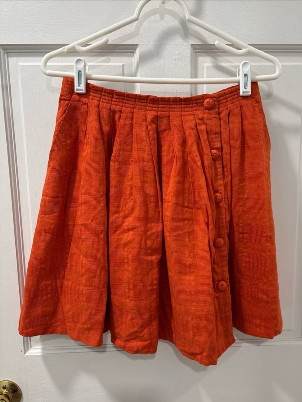 Anthropologie Postmark Women’s Pleated Darlene Dobby Skirt Size 6P Orange EUC
